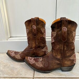 Old Gringo Brown Embroidered Lace-Up Western Boots